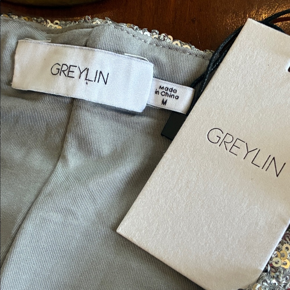 Greylin Sequin-Trim Pants in Silver-Grey - Picture 8 of 8